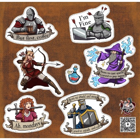 Modern Adult Whimsical Knight Stickers